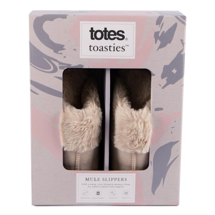 totes toasties® Ladies Velour Mule Slippers Taupe Extra Image 7